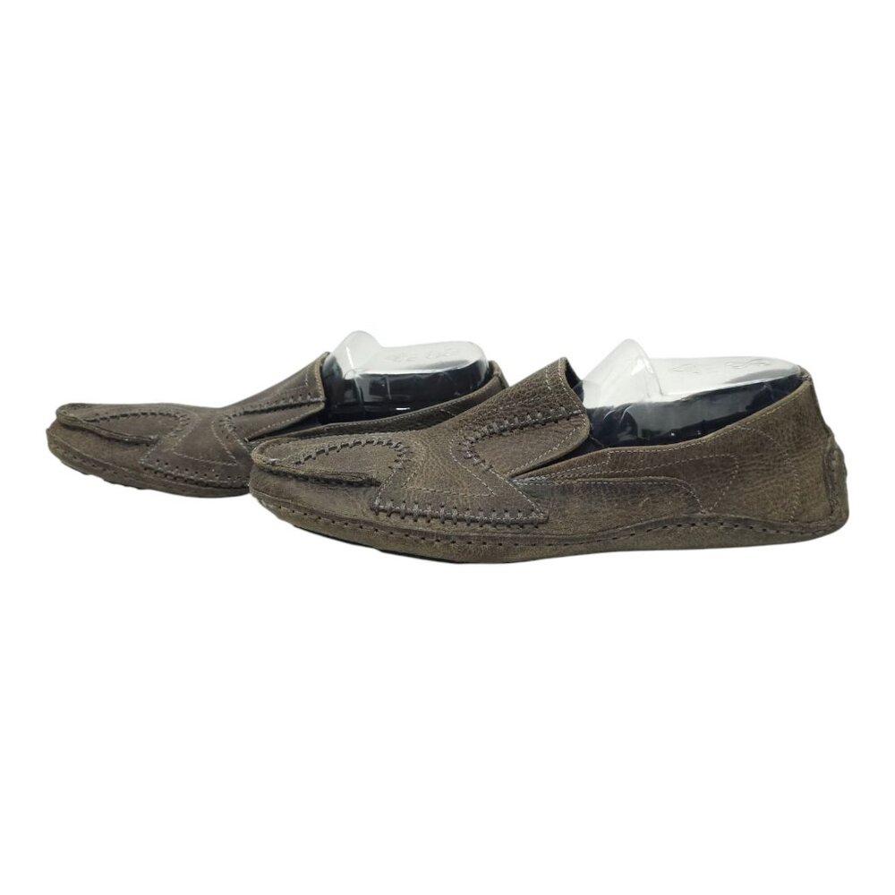 Bed Stu Distressed Leather Stitched Driving Mocs Mens 12 Gray Slip On Loafer